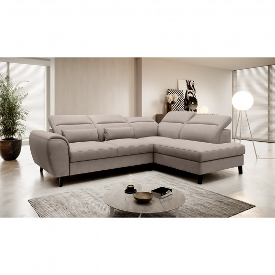 Kampinė sofa Noble su patalynės dėže, audinys Poco 7