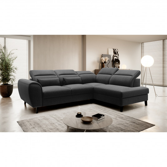 Kampinė sofa Noble su patalynės dėže, audinys Flores 10