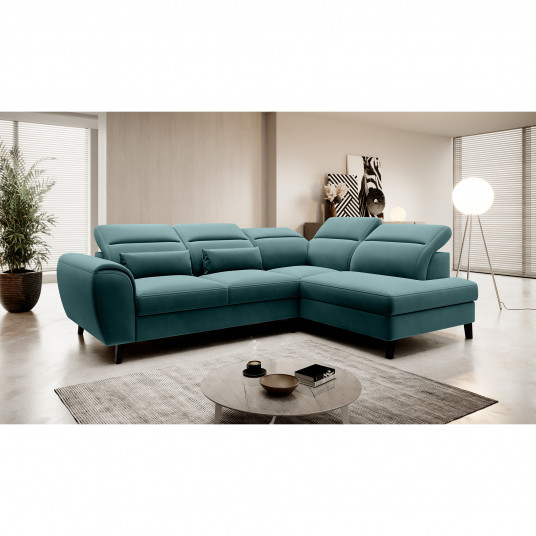 Kampinė sofa Noble su patalynės dėže, audinys Velvetmat 38