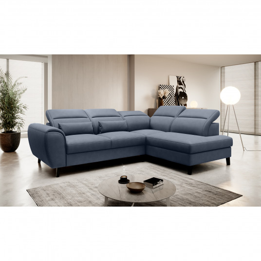 Kampinė sofa Noble su patalynės dėže, audinys Poco 40