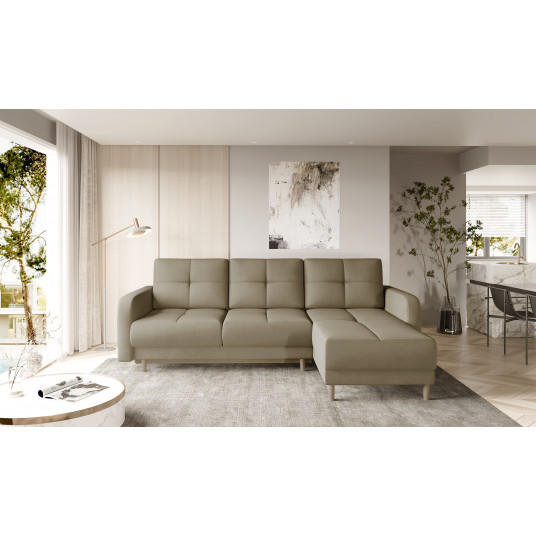 Kampinė sofa Roxi su patalynės dėže, audinys Nube 20