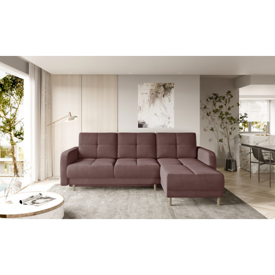 Kampinė sofa Roxi su patalynės dėže, audinys Lukso 24