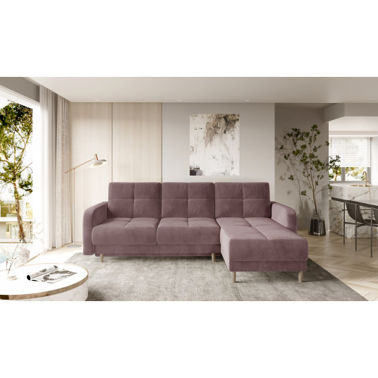 Kampinė sofa Roxi su patalynės dėže, audinys Velvetmat 24
