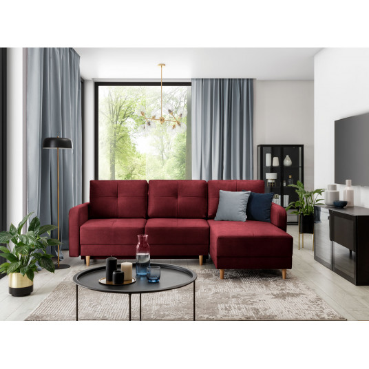 Kampinė sofa Roxi su patalynės dėže, audinys Loco 25