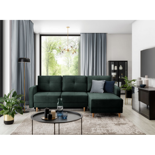 Kampinė sofa Roxi su patalynės dėže, audinys Loco 35