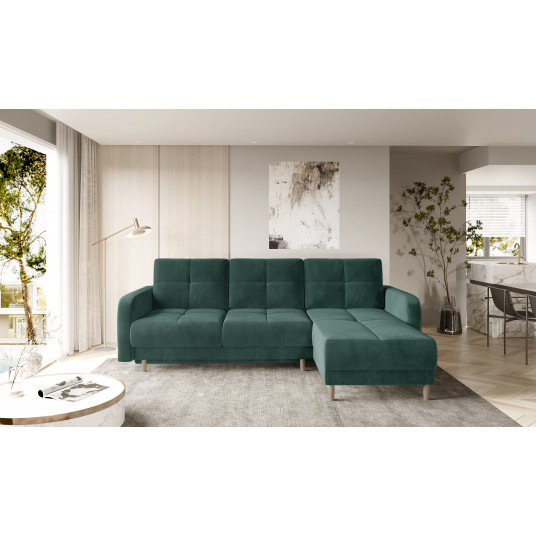 Kampinė sofa Roxi su patalynės dėže, audinys Velvetmat 38