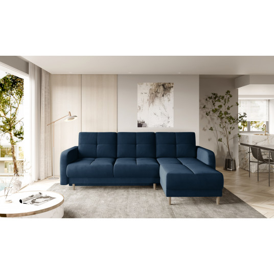 Kampinė sofa Roxi su patalynės dėže, audinys Lukso 40