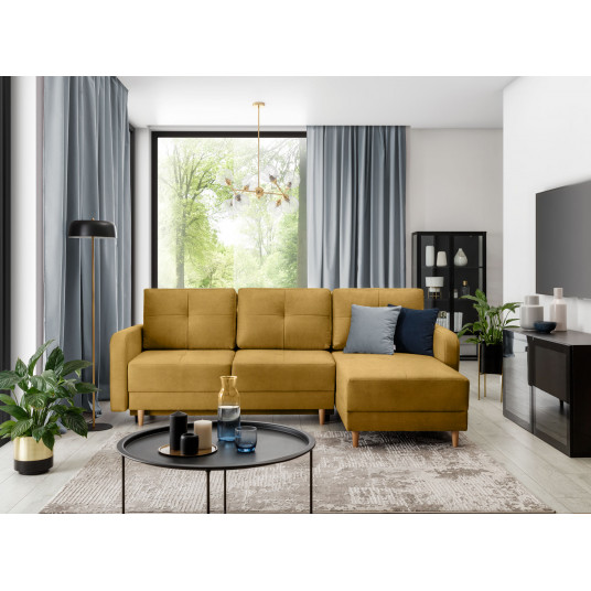 Kampinė sofa Roxi su patalynės dėže, audinys Loco 45