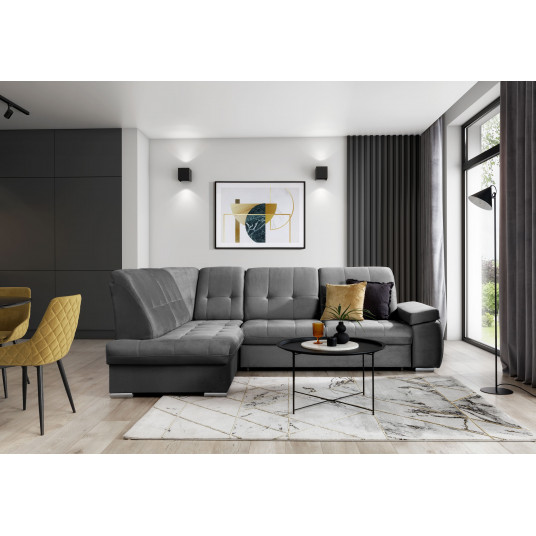 Kampinė sofa Sado su patalynės dėže, audinys Nube 4