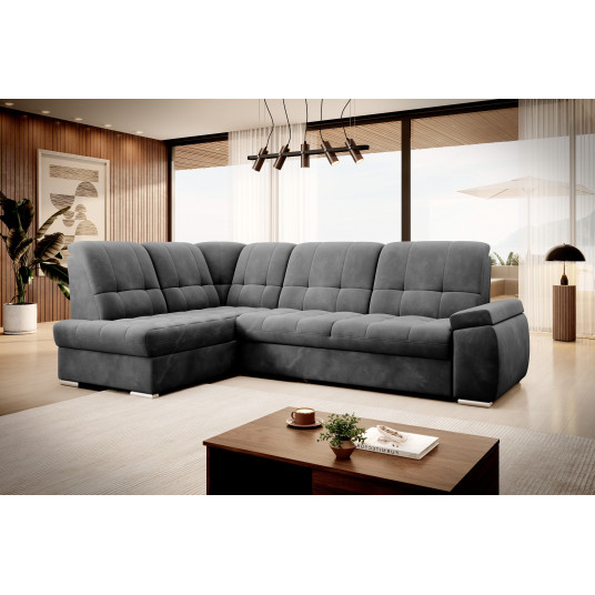 Kampinė sofa Sado su patalynės dėže, audinys Loco 06