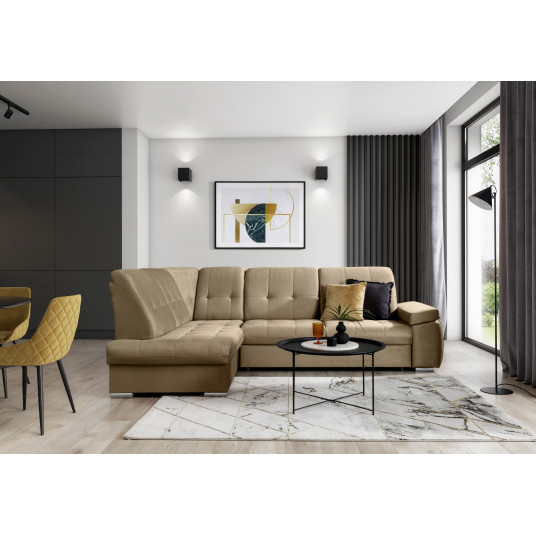 Kampinė sofa Sado su patalynės dėže, audinys Nube 20
