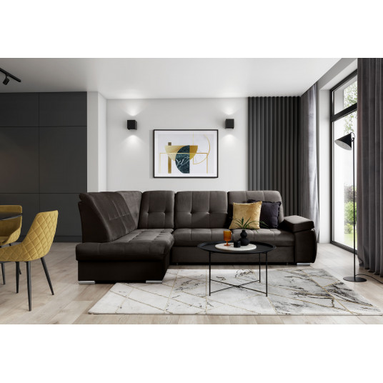 Kampinė sofa Sado su patalynės dėže, audinys Nube 22