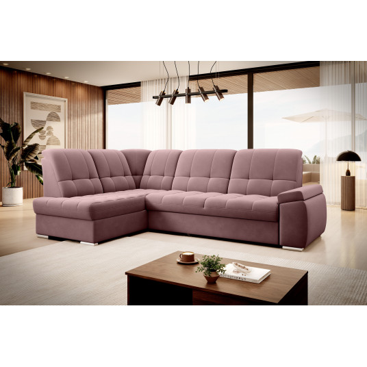 Kampinė sofa Sado su patalynės dėže, audinys Velvetmat 24