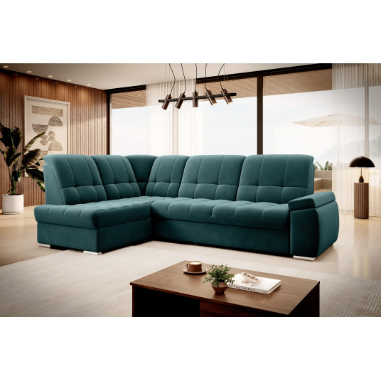 Kampinė sofa Sado su patalynės dėže, audinys Velvetmat 38