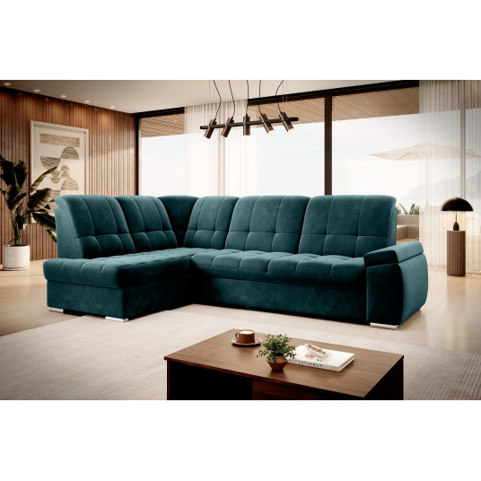 Kampinė sofa Sado su patalynės dėže, audinys Lukso 39
