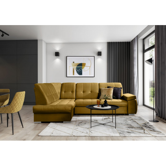 Kampinė sofa Sado su patalynės dėže, audinys Nube 45