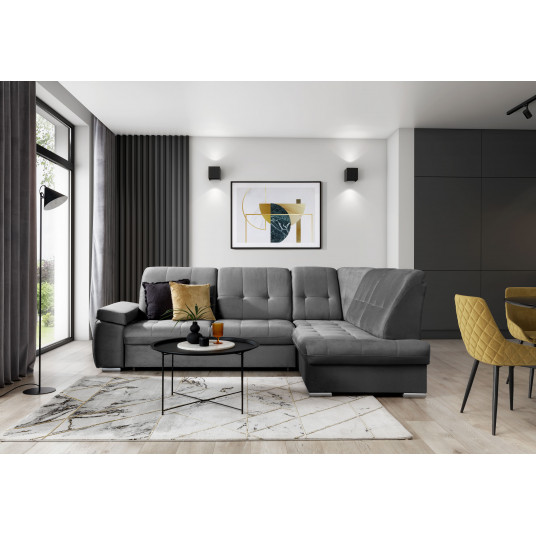 Kampinė sofa Sado su patalynės dėže, audinys Nube 4