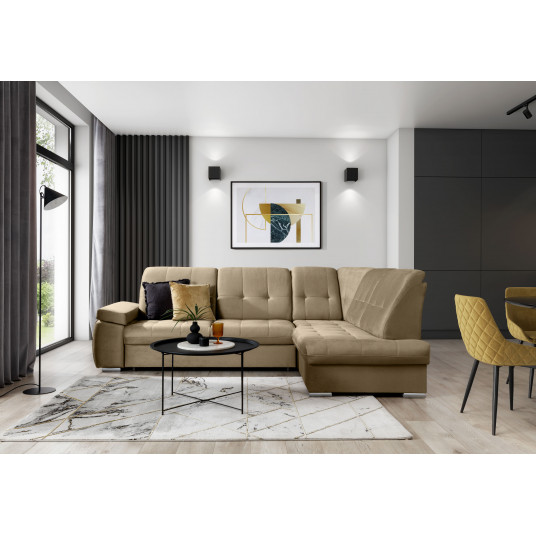 Kampinė sofa Sado su patalynės dėže, audinys Nube 20