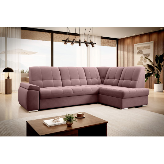 Kampinė sofa Sado su patalynės dėže, audinys Velvetmat 24