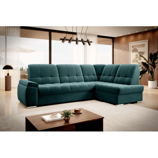 Kampinė sofa Sado su patalynės dėže, audinys Velvetmat 38
