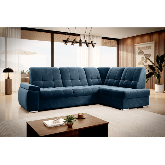 Kampinė sofa Sado su patalynės dėže, audinys Lukso 40