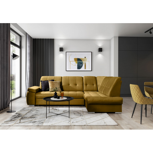 Kampinė sofa Sado su patalynės dėže, audinys Nube 45