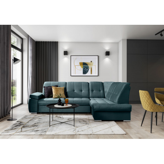 Kampinė sofa Sado su patalynės dėže, audinys Monolith 76