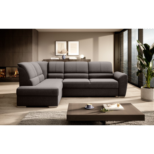 Kampinė sofa Siber su patalynės dėže, audinys Flores 22