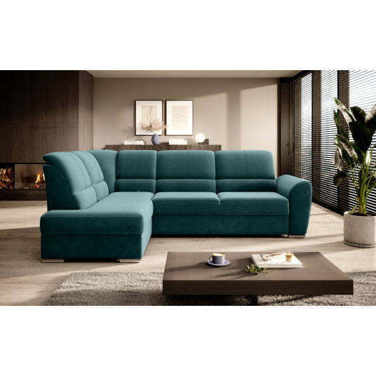  Kampinė sofa Siber su patalynės dėže, audinys Velvetmat 38 