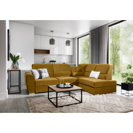 Kampinė sofa Siber su patalynės dėže, audinys Loco 45