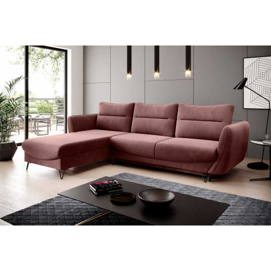 Kampinė sofa Silva su patalynės dėže, audinys Lukso 24