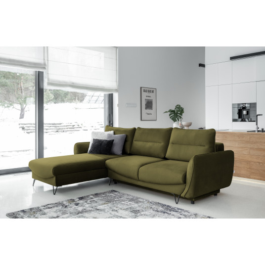 Kampinė sofa Silva su patalynės dėže, audinys Nube 33