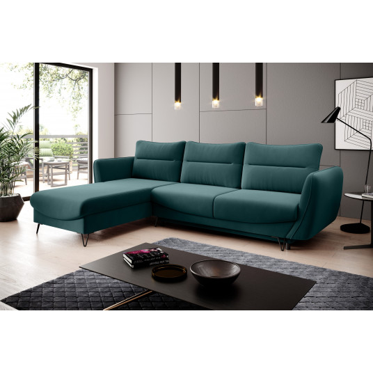 Kampinė sofa Silva su patalynės dėže, audinys Velvetmat 38