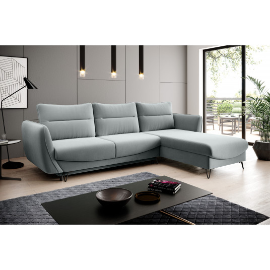 Kampinė sofa Silva su patalynės dėže, audinys Savoi 100