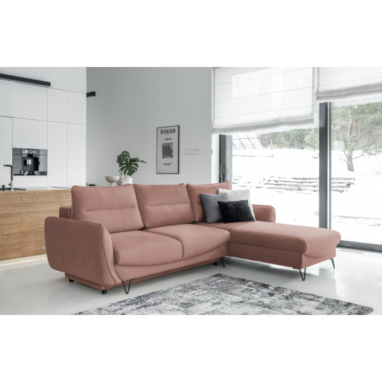 Kampinė sofa Silva su patalynės dėže, audinys Nube 24