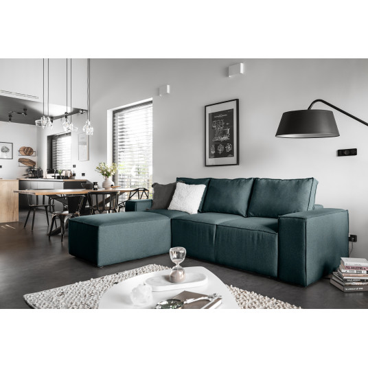 Kampinė sofa Silla su patalynės dėže, audinys Borneo 38