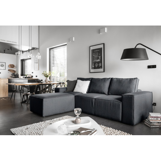 Kampinė sofa Silla su patalynės dėže, audinys Borneo 40