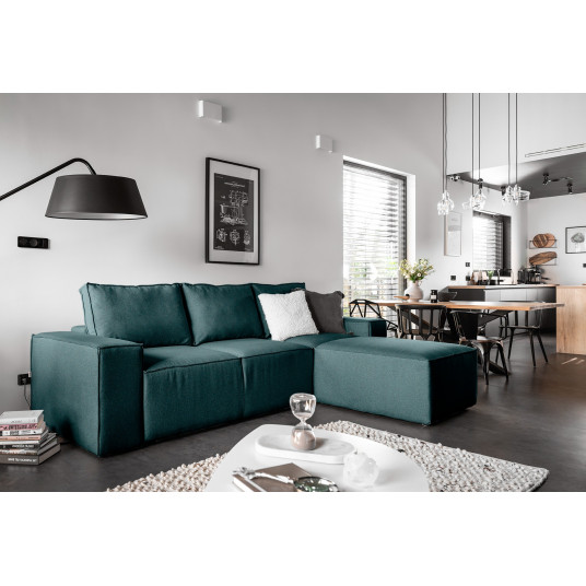 Kampinė sofa Silla su patalynės dėže, audinys Borneo 38