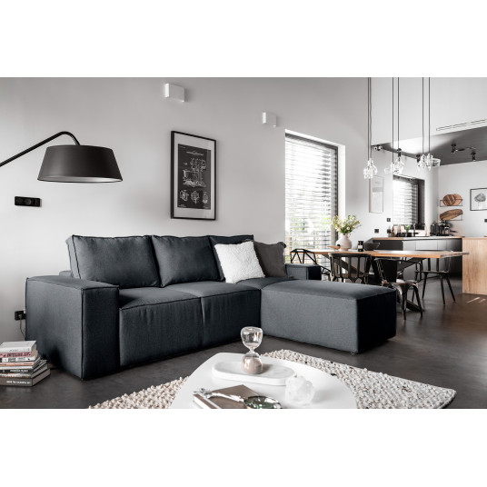 Kampinė sofa Silla su patalynės dėže, audinys Borneo 40