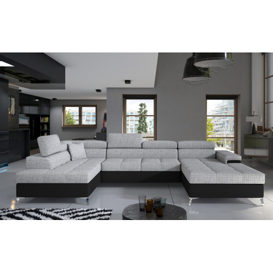 Kampinė sofa Eduardo su patalynės dėže, audinys Berlin 01, Soft 11