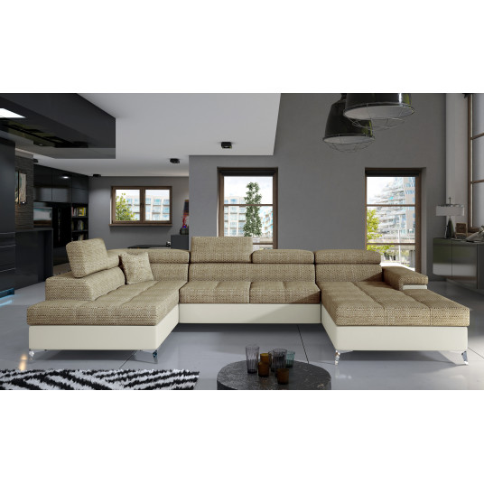 Kampinė sofa Eduardo su patalynės dėže, audinys Berlin 03, Soft 33