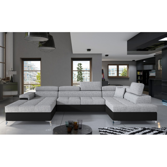 Kampinė sofa Eduardo su patalynės dėže, audinys Berlin 01, Soft 11