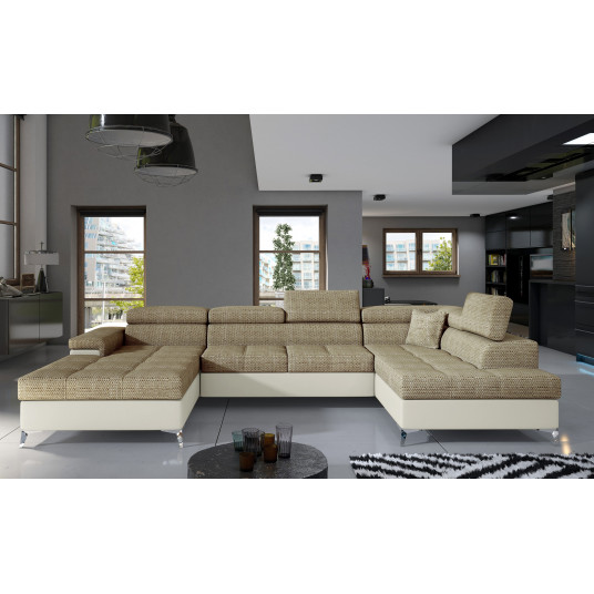 Kampinė sofa Eduardo su patalynės dėže, audinys Berlin 03, Soft 33