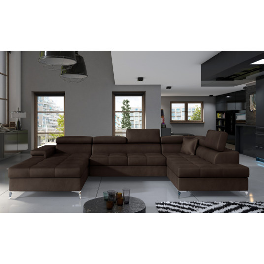 Kampinė sofa Eduardo su patalynės dėže, audinys Monolith 29