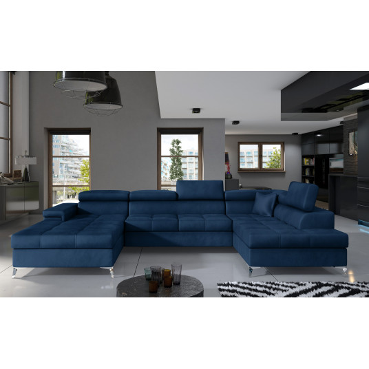 Kampinė sofa Eduardo su patalynės dėže, audinys Monolith 77
