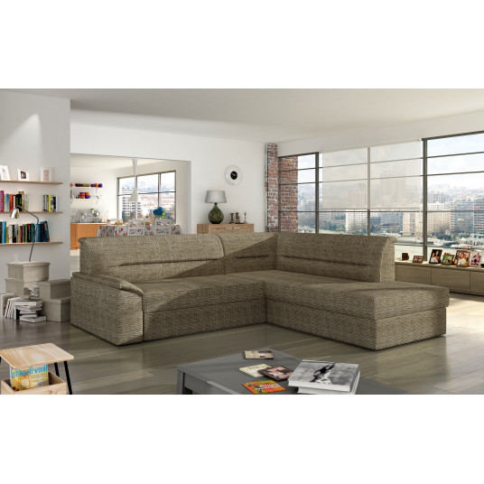 Kampinė sofa Elano su patalynės dėže, audinys Berlin 03