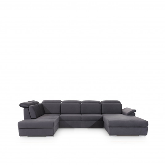 Kampinė sofa Evanell su patalynės dėže, audinys Monolith 97