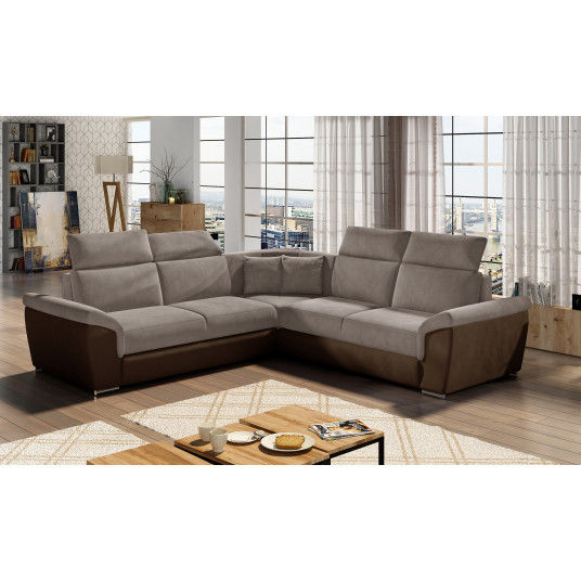 Kampinė sofa Federico su patalynės dėže, audinys Paros 02, Kronos 06
