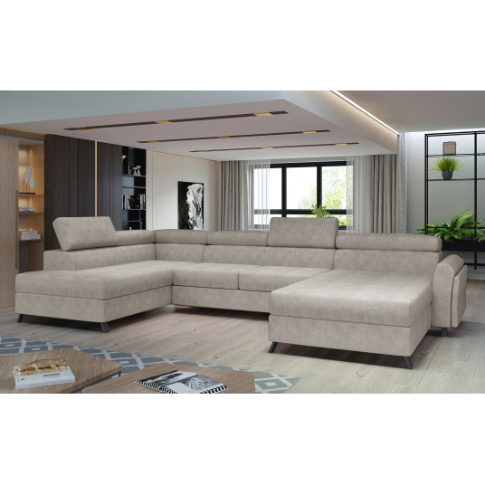 Kampinė sofa Josette su patalynės dėže, audinys Dora 21