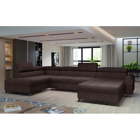 Kampinė sofa Josette su patalynės dėže, audinys Dora 28